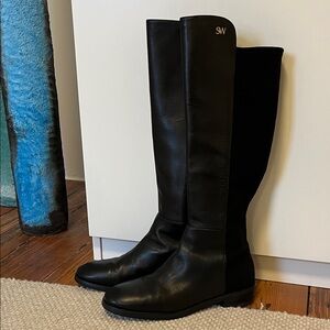 Stuart Weitzman Black Knee-High Leather Boots